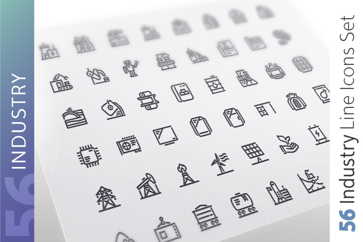 Industry Line Icons Set, an Outline Icon by Voysla's Shop (Photo 1 of 4)