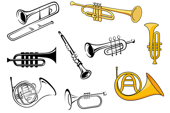 Wind Instruments In Sketches by Vector Tradition | Creative Market