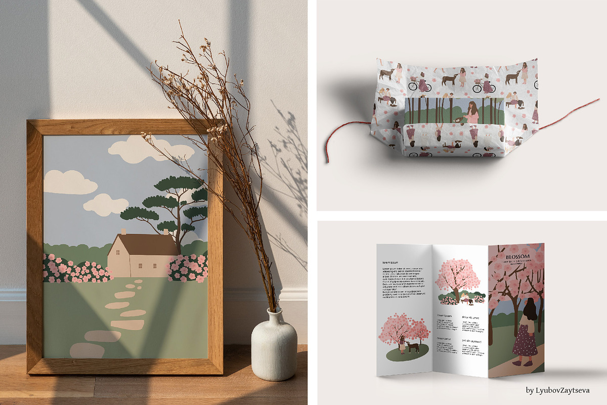 Blossom | Women in nature scenes, a Seasonal Illustration by LyubovZaytseva (Photo 12 of 19)