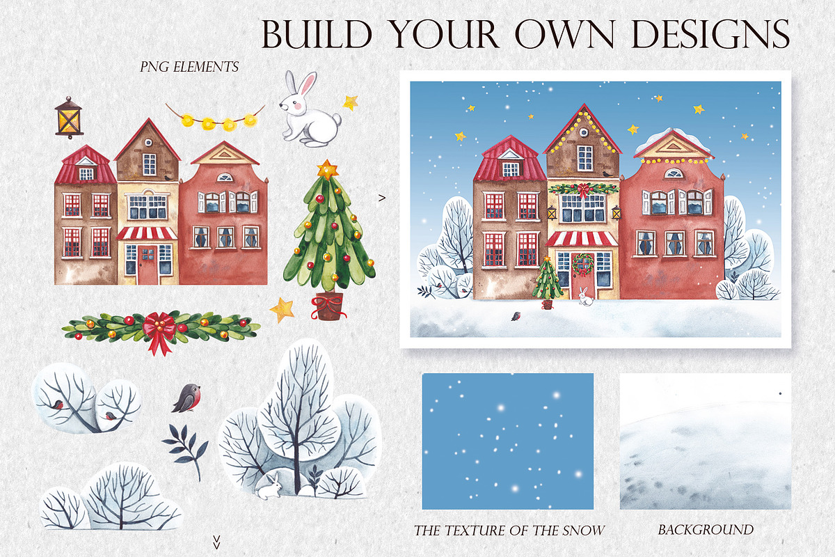 CHRISTMAS HOUSES, a Decorative Illustration by Elena_Sedova (Photo 3 of 11)