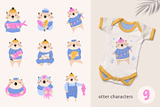 Cute Otter Clipart & Patterns, an Animal Illustration by danceyourlife (Thumbnail 3 of 7)