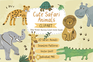 Cute Safari Animals Clipart