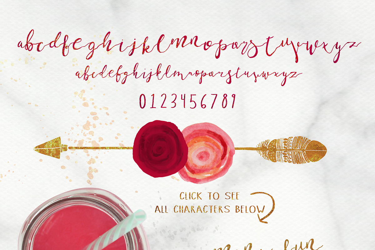 ArrowScript Font & Watercolor Bonus preview 2