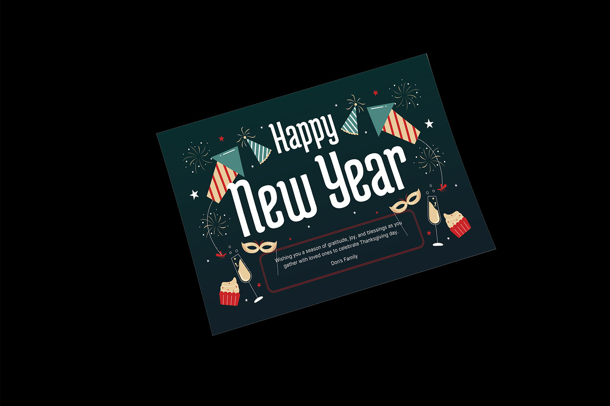 Green New Year Greeting Card, a Card Template by Neermana (Photo 3 of 4)