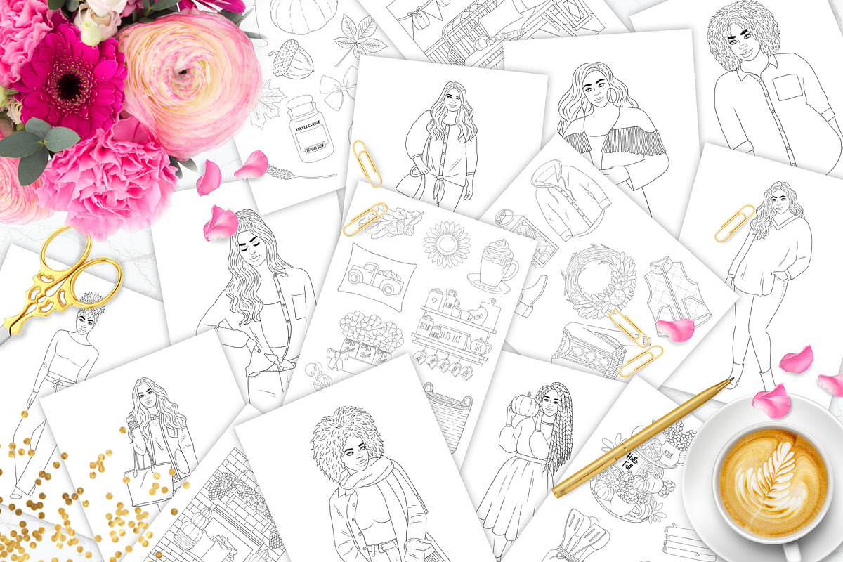 Coloring Book Autumn, a Person Illustration by GlamArtZhanna (Photo 1 of 4)
