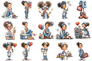 Whimsical 4th of July Nurse Clipart, an Illustration by OK Design (Thumbnail 3 of 6)