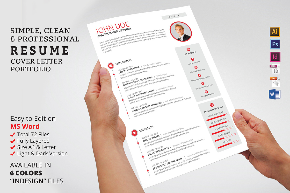 Clean Resume / CV, a Resume Template by RQ Designs (Photo 1 of 13)