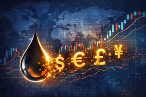 Oil price crisis with currency symbo, a Photo by Dvoevnore photos
