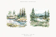 Pine Trees & Lake, a Decorative Illustration by PeDe Designs (Thumbnail 3 of 12)