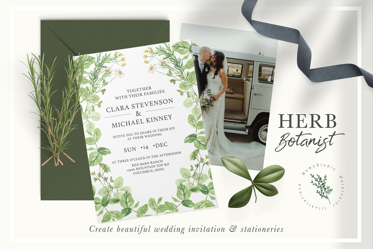 HERB BOTANIST watercolor clipart, a Decorative Illustration by Momo Studio (Photo 9 of 15)