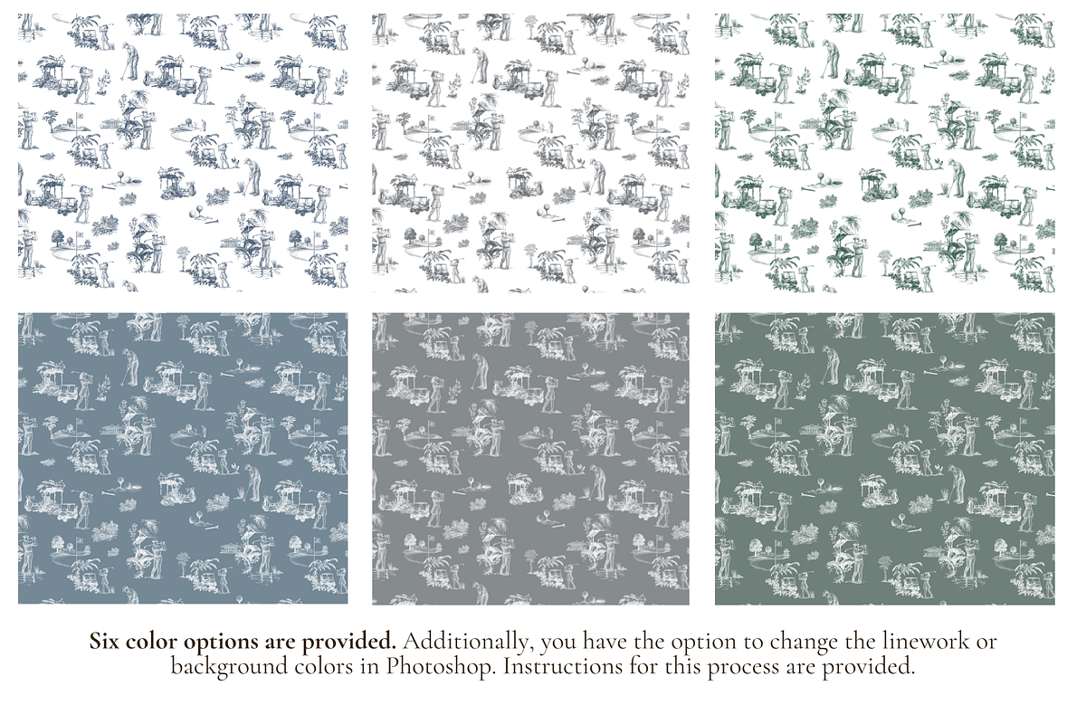 Golf Toile de Jouy Pattern, a Background Graphic by Hughes Studio (Photo 2 of 6)