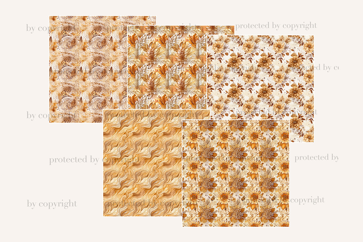 Boho Wedding Digital Paper | Flowers, a Pattern Graphic by GlamArtZhanna (Photo 3 of 3)