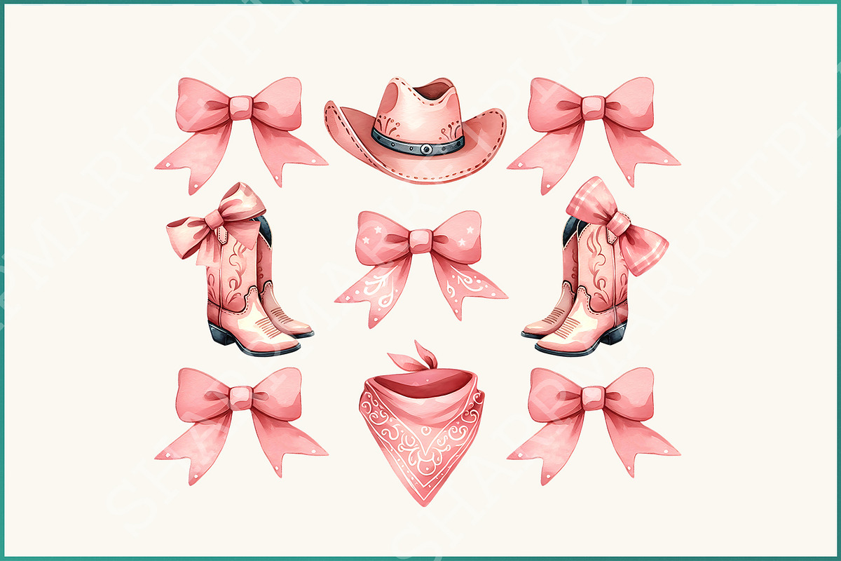 Coquette Cowgirl PNG Pink Ribbon, an Illustration by SharpMarketplace (Photo 1 of 8)