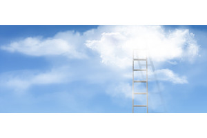 Ladder reaching into fluffy white, a Finance Illustration by art PVP - market