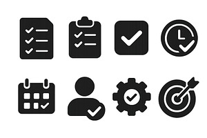 Checklist icons represent tasks, a Person Illustration by ZinetroN