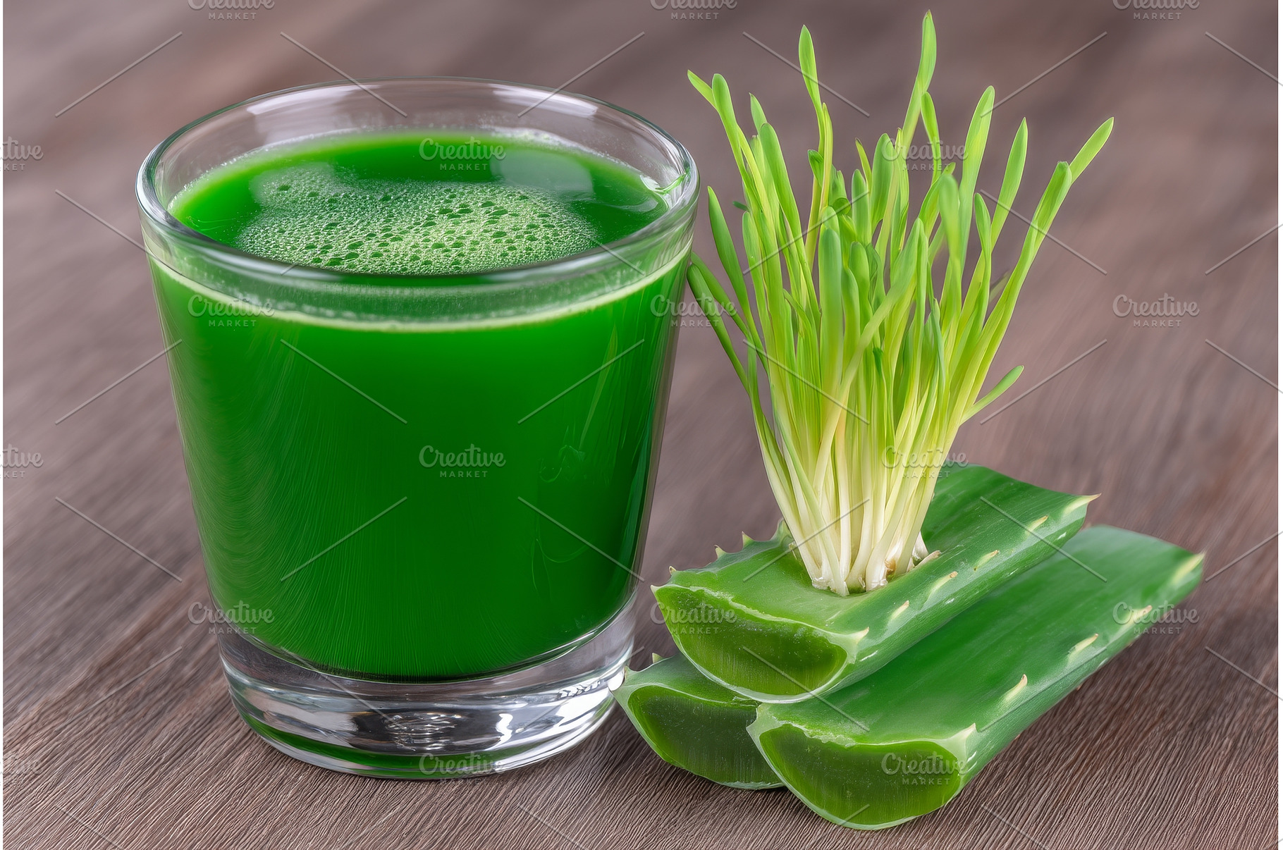 A glass filled with barley grass, a Food & Drink Photo by ZinetroN