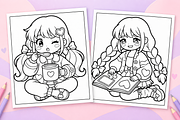 Cozy Anime Girls Coloring Pages #1, a Person Illustration by Inkivelle Studio (Thumbnail 2 of 3)