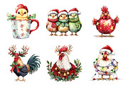 Funny Chicken Christmas Clipart PNG, a Seasonal Illustration by Designking (Thumbnail 2 of 4)