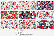 70 red/blue floral seamless pattern, a Pattern Graphic by Poppy Lane Studio (Thumbnail 3 of 10)