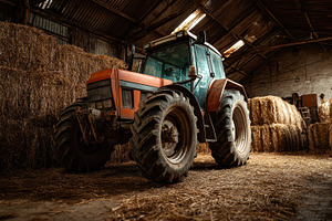 Tractor positioned for work beside, a Photo by Pavel_design