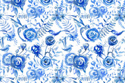 Watercolor blue floral pattern, a Pattern Graphic by kizi (Thumbnail 1 of 2)