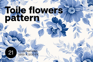 Toile blue flowers, a Background Graphic by Handmadefont