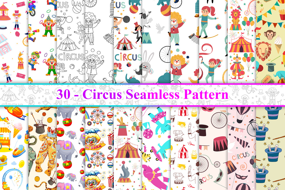 Circus Seamless Pattern, a Pattern Graphic by Digital Studio (Photo 1 of 7)