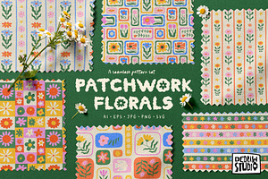 Patchwork Florals: Pattern Set, a Pattern Graphic by Dedraw Studio