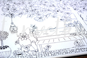 Doodle Bench, Park, Coloring