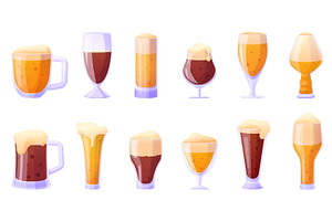 Cartoon beer glass. Different, an Illustration by LadadikArt
