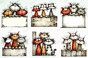 Whimsical Christmas Cats Clipart, an Illustration by Creative Art (Thumbnail 3 of 11)