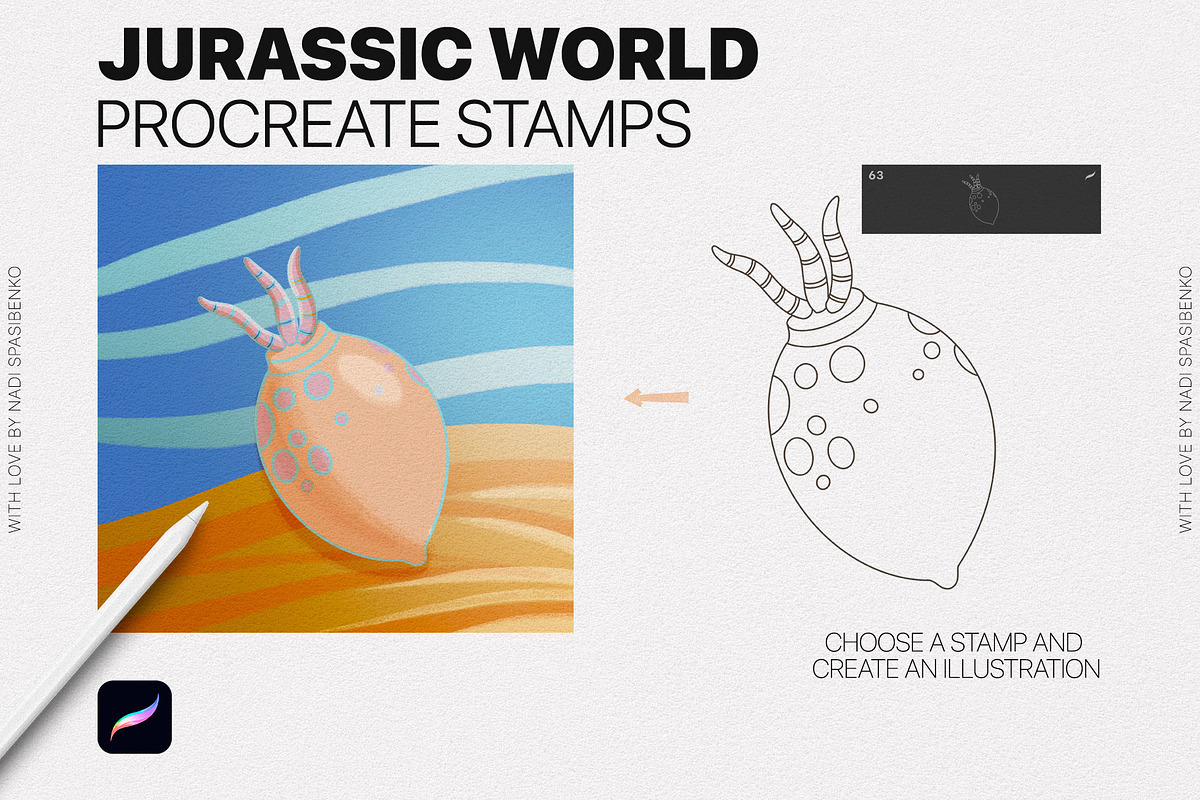 Jurassic World Procreate Stamp, a Brush Add-On by Spasibenko Art
