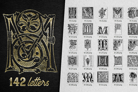 Vintage Letter M Vector And PNG preview 7