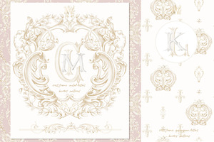 Regency wedding monogram crest