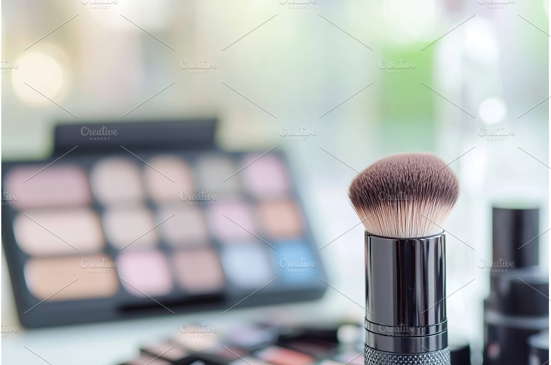 Close up of large kabuki brush with, a Beauty & Fashion Photo by Lermont51