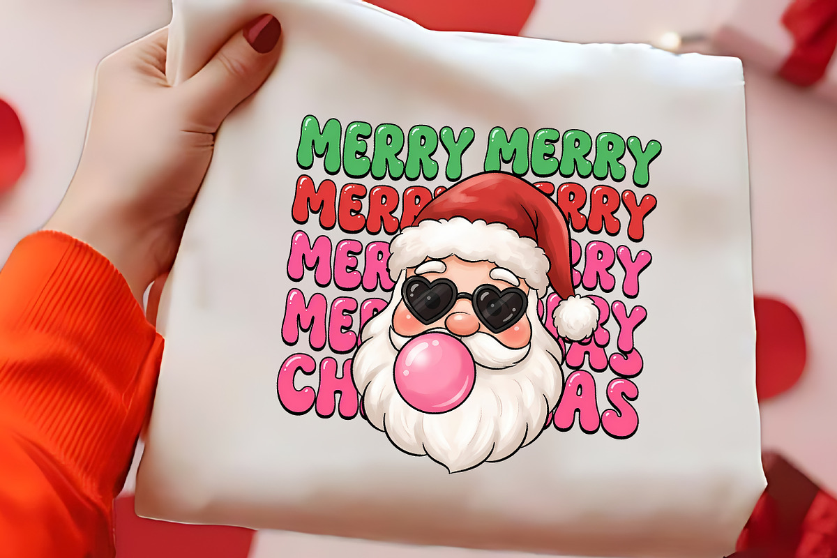 Merry Christmas Santa Bubblegum PNG, a Seasonal Illustration by CrexoraLab (Photo 2 of 4)