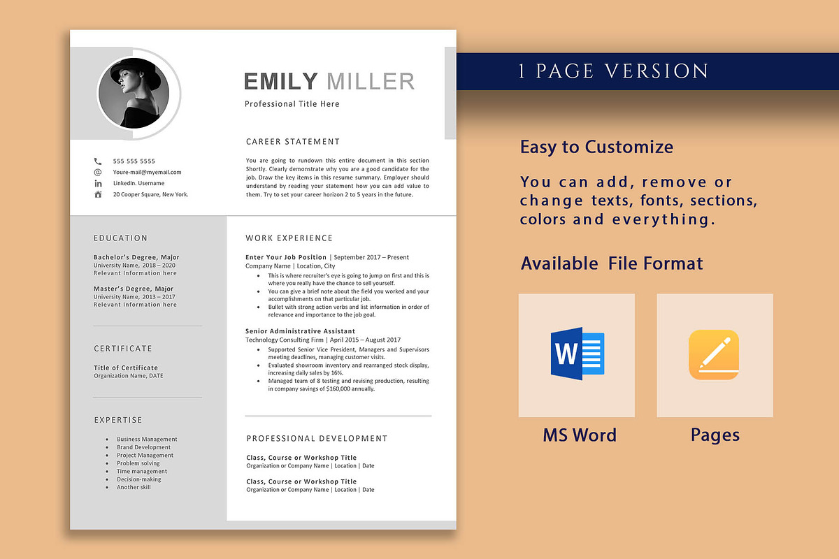 Modern Resume Template, a Resume Template by VictoriousVita (Photo 2 of 8)