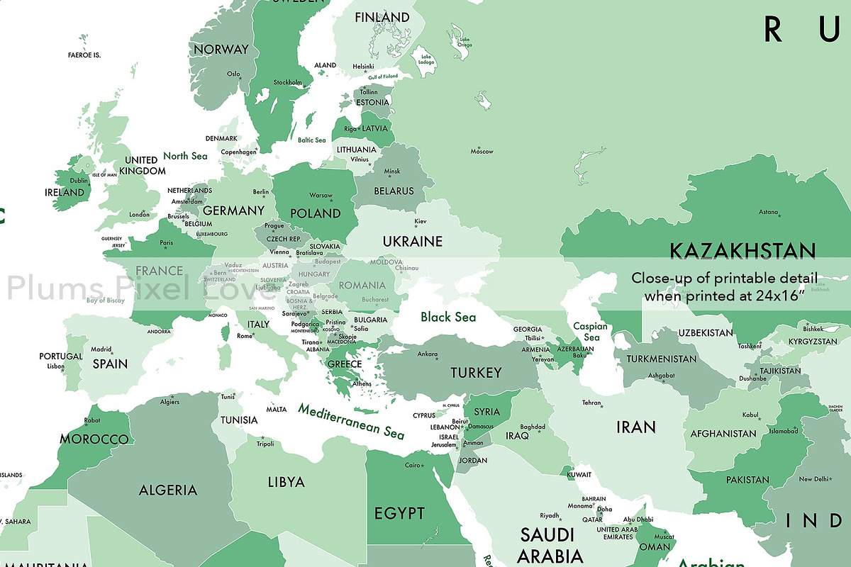 Detailed World Map 60x40 max - jpeg, an Illustration by Plums Pixel Love (Photo 9 of 12)