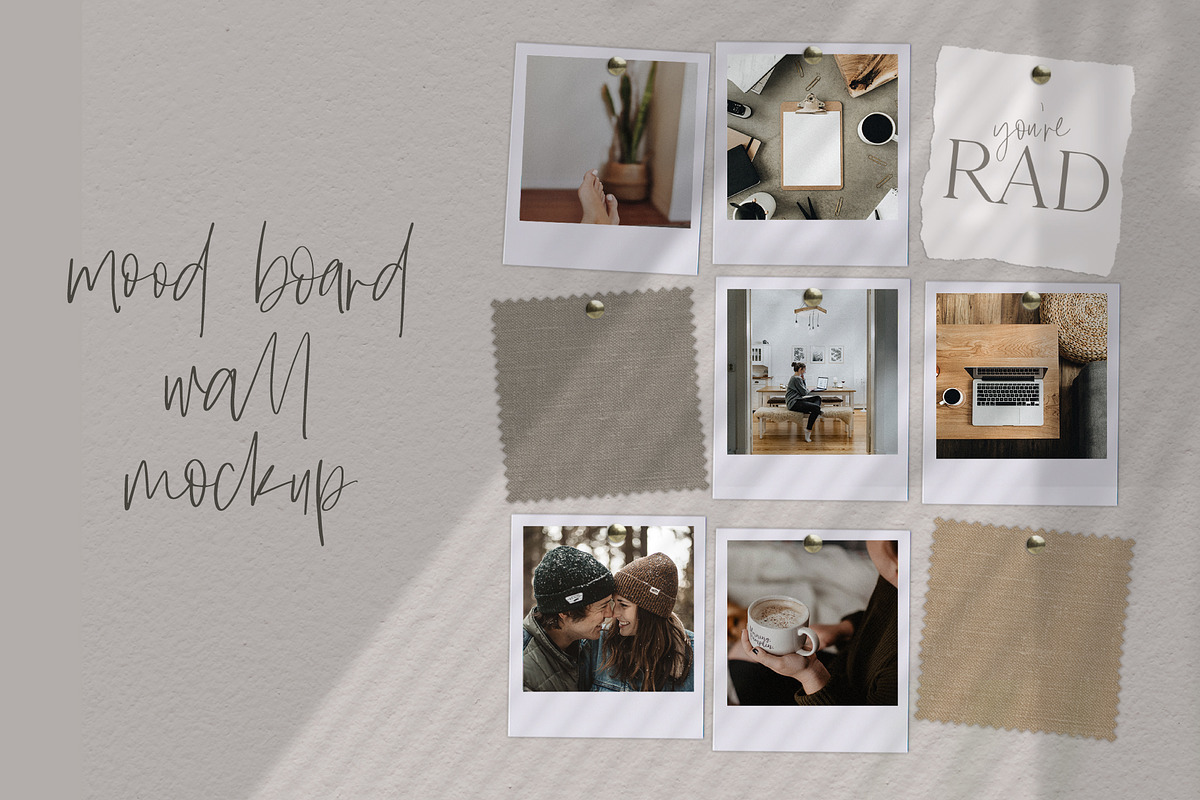 Photo Mood Board Wall Mockup, a Social Media Template by 89 Golden Blvd (Photo 1 of 3)