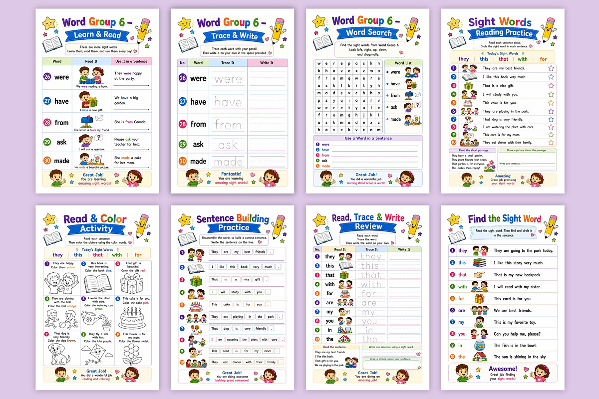 Sight Words Practice Workbook, a Stationery Template by Designmela01 (Photo 10 of 12)