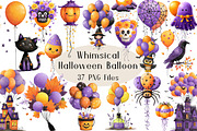 Whimsical Halloween Balloon Clipart, a Seasonal Illustration by Creative Art (Thumbnail 1 of 7)