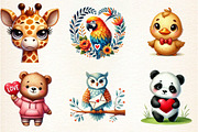 Grumpy Valentine Animal Clipart, a Seasonal Illustration by DreamArtGraphic (Thumbnail 4 of 4)