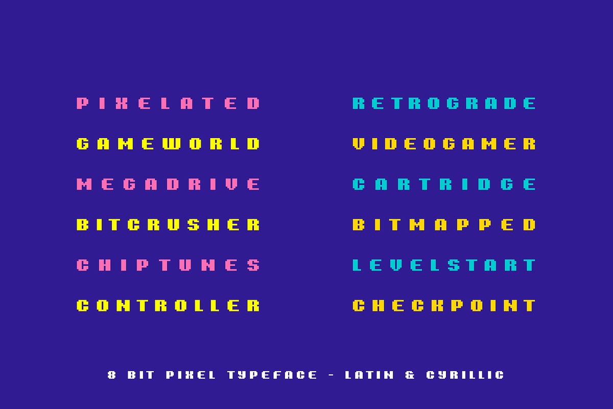 8 Bit - Multilingual Pixel Typeface, a Sans Serif Font by alpercakici (Photo 11 of 12)