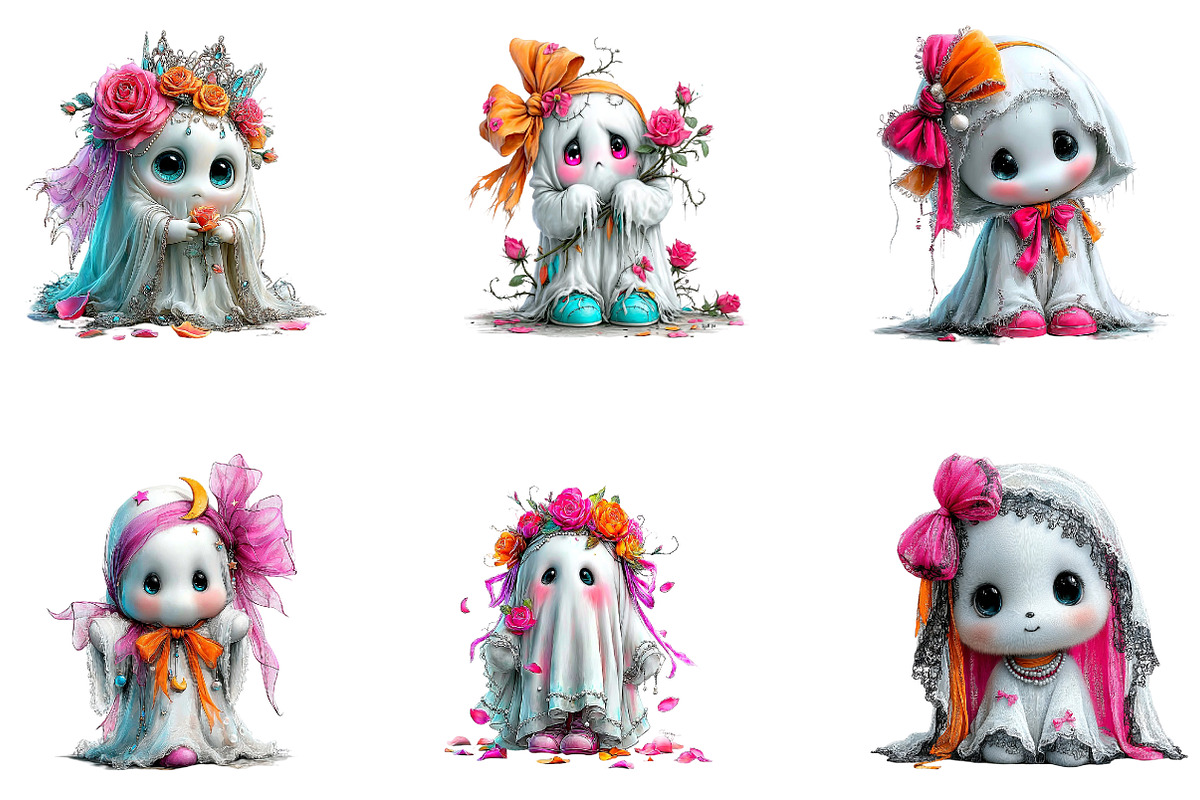 Coquette Bow Ghosts Halloween, a Seasonal Illustration by CreationArt (Photo 2 of 5)