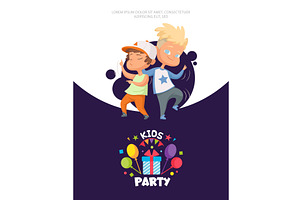 Kids party. happy character dancing, an Object Illustration by Onyx