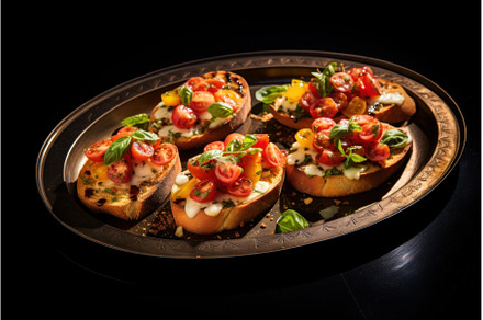 Vibrant Plate bruschetta. Generate, a Food & Drink Photo by Ylivdesign