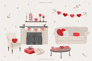 Boho Valentine's Day pattern clipart, a Food Illustration by Cozy pattern shop (Thumbnail 7 of 9)