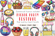 Picnic Party Music festival clipart, an Illustration by CreationArt (Thumbnail 1 of 8)