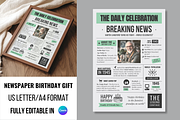 Vintage Newspaper Birthday Template, a Card Template by ZoloDesignHub (Thumbnail 1 of 9)