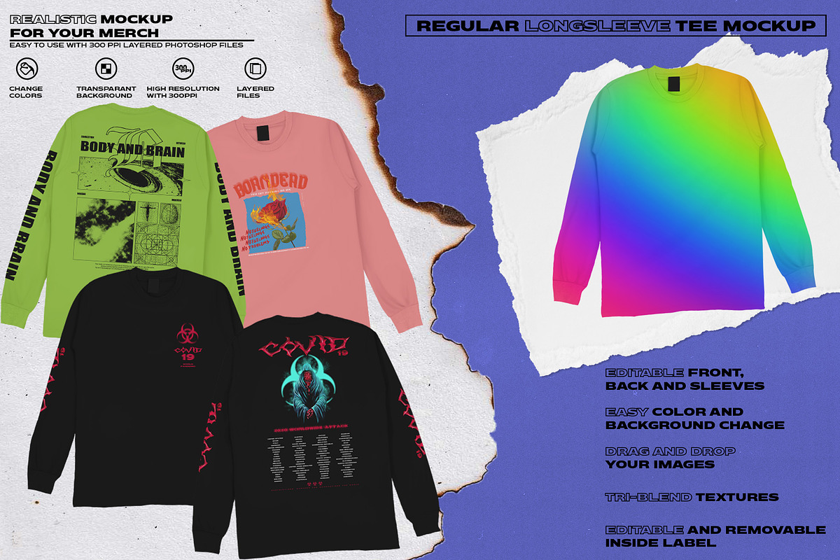 REGULAR LONGSLEEVES MOCKUP, a Merchandise Mockup by Easybandits (Photo 2 of 3)